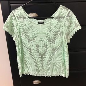 Express Women’s Pale Green Sheer Top Size M
